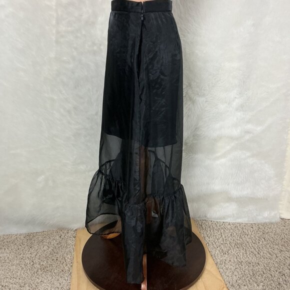 Anthropologie Black Sheer Organza A-Line Flounce Hem Skirt NWT 2 - Picture 2 of 7